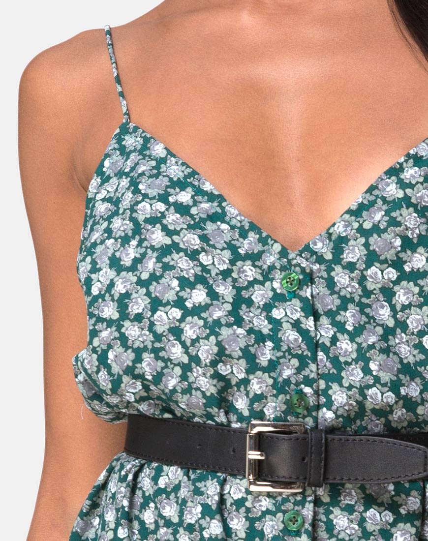Sanna Slip Dress in Floral Bloom Green - Image 6