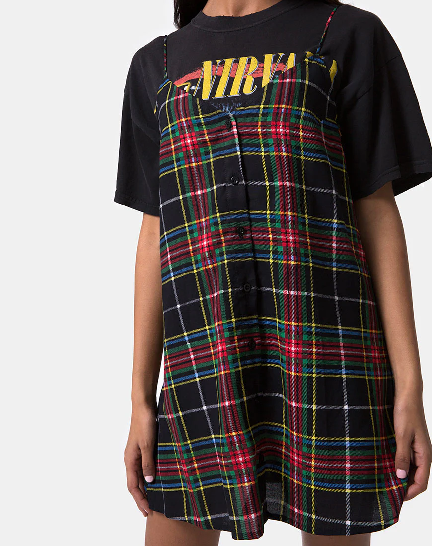 Sanna Slip Dress in Plaid Red Green Yellow and Black - Image 6