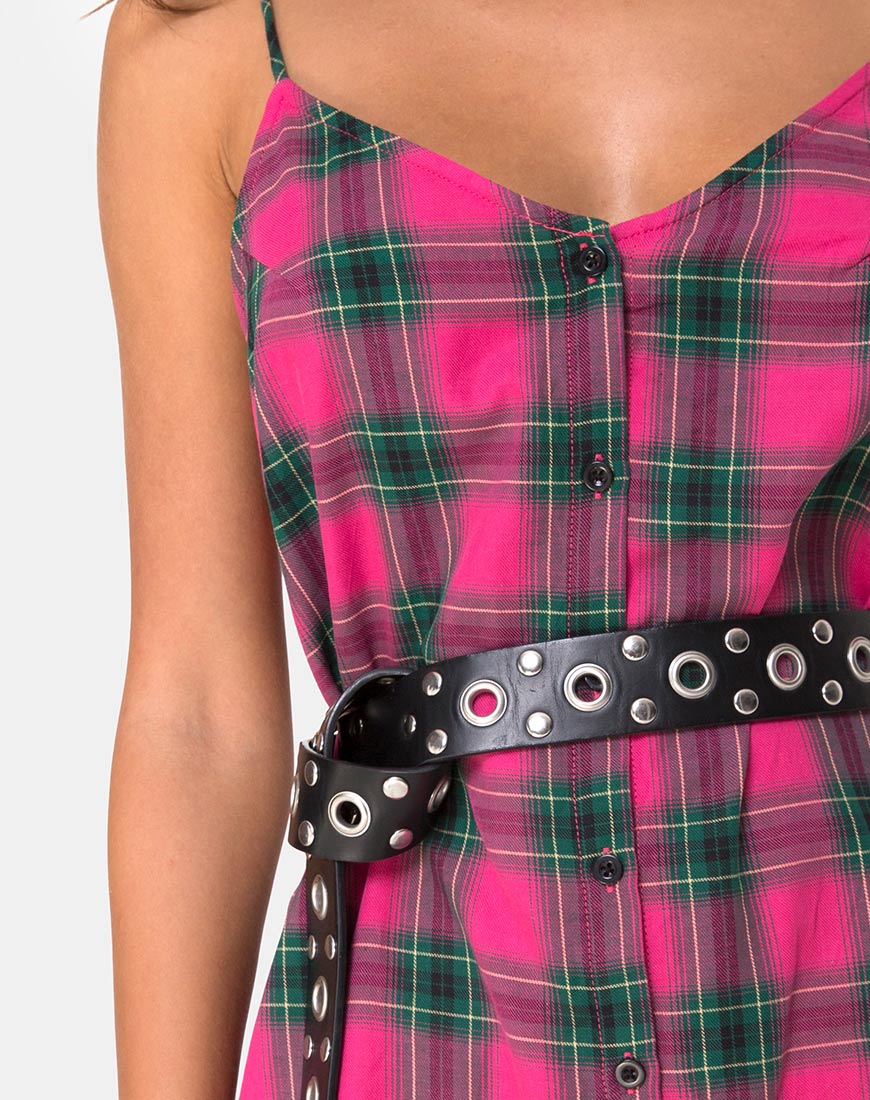 Sanna Slip Dress in Pink and Green Check - Image 6