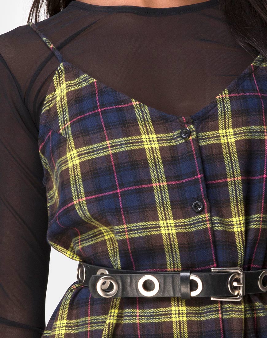 Sanna Slip Dress in Plaid Brown Yellow Check - Image 5