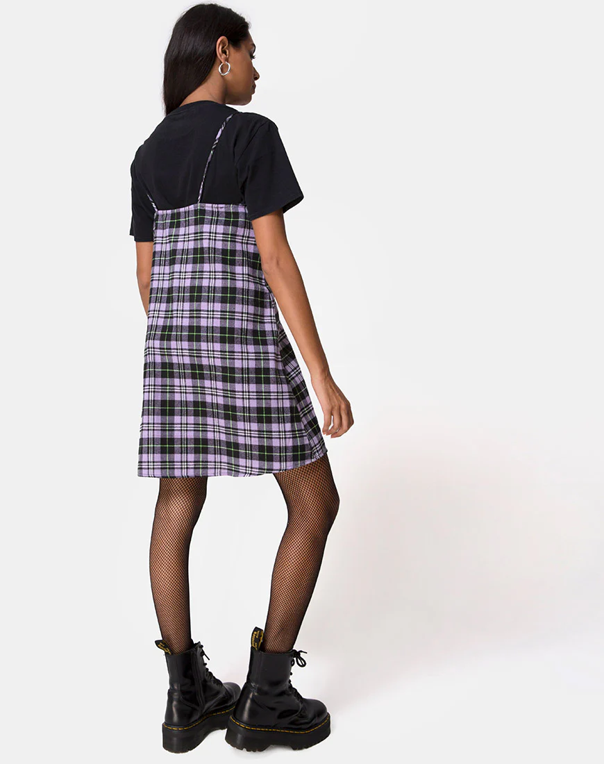Sanna Slip Dress in Plaid Lilac - Image 4