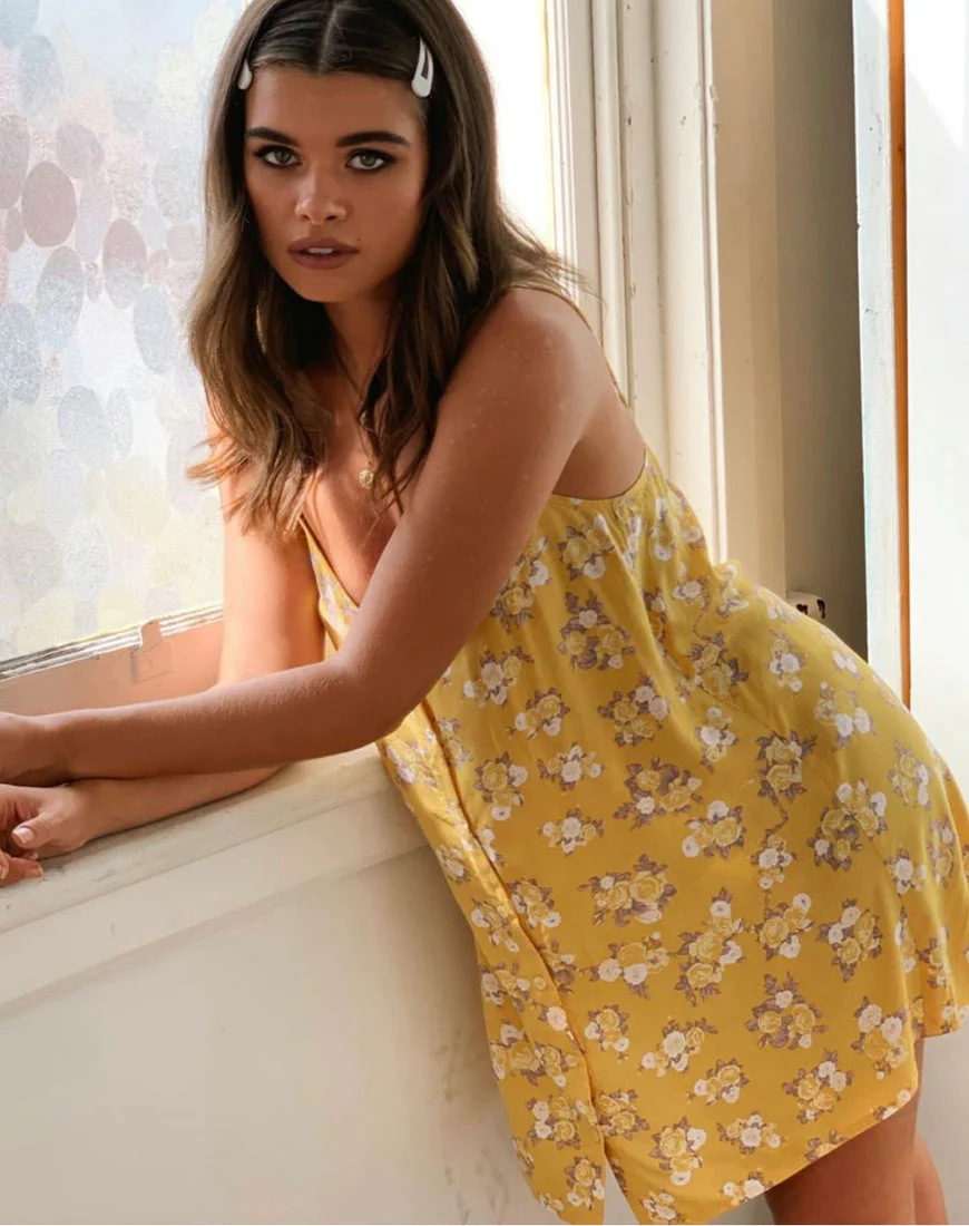 Sanna Slip Dress in Rose Bunch Yellow - Image 6