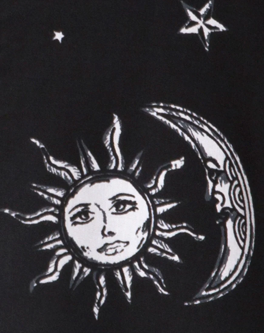 Sanna Slip Dress in Sun Moon Stars BW - Image 5
