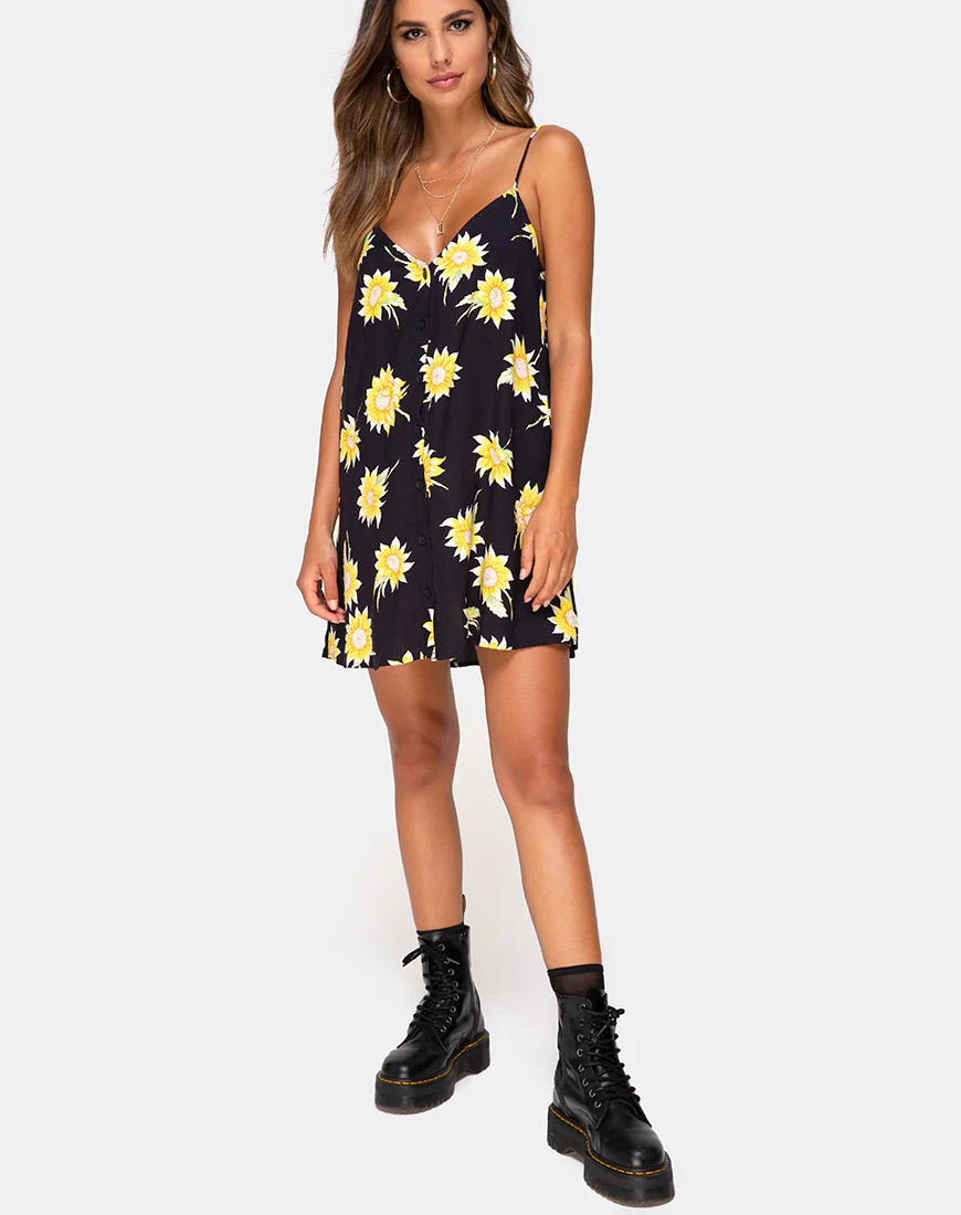 Sanna Slip Dress in Sunny Days Black - Image 3