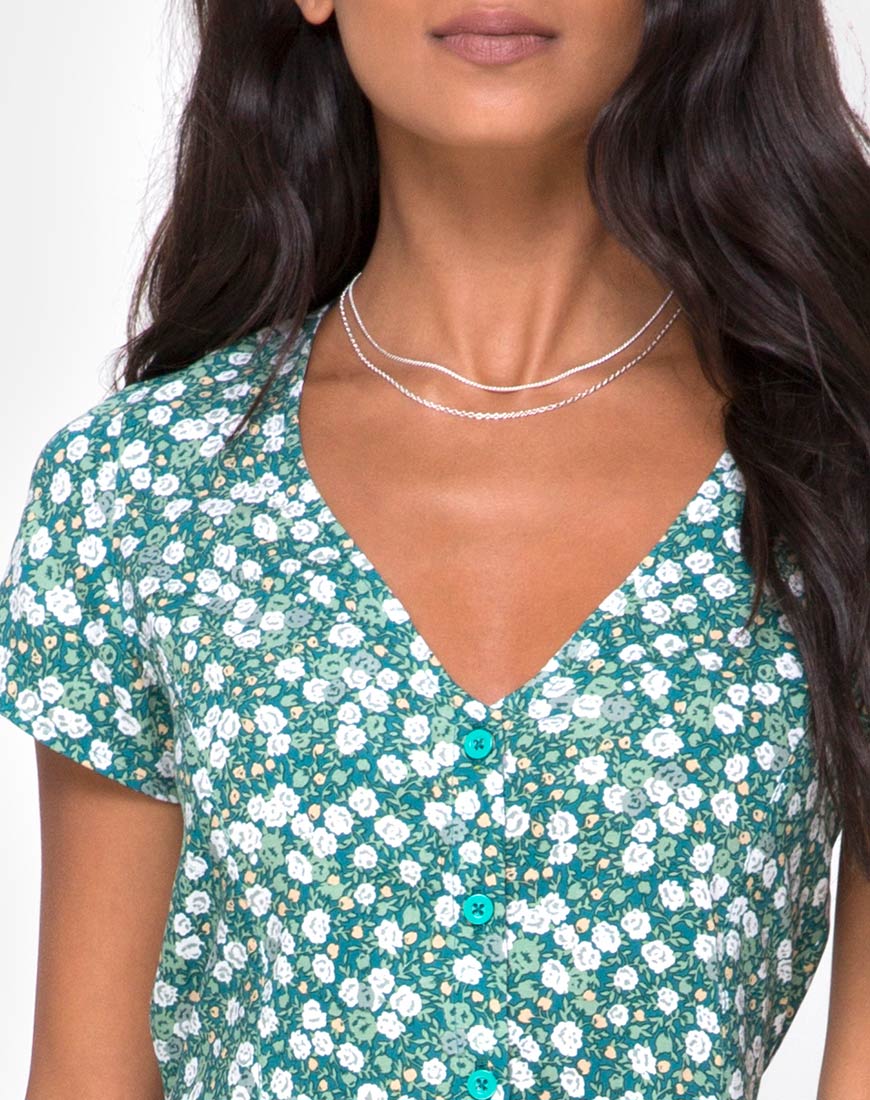 Sanrin Midi Dress in Floral Field Green - Image 5