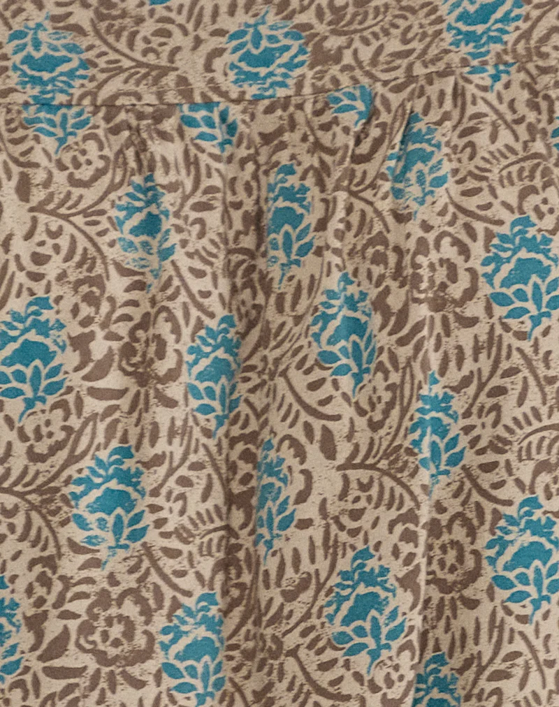 Sanula Top in Blue and Brown Floral Bohemian Batik - Image 5