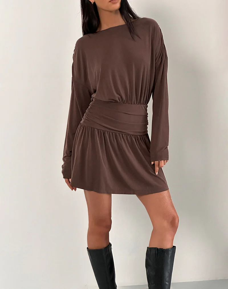 Sanuli Mini Dress In Bitter Chocolate - Image 5