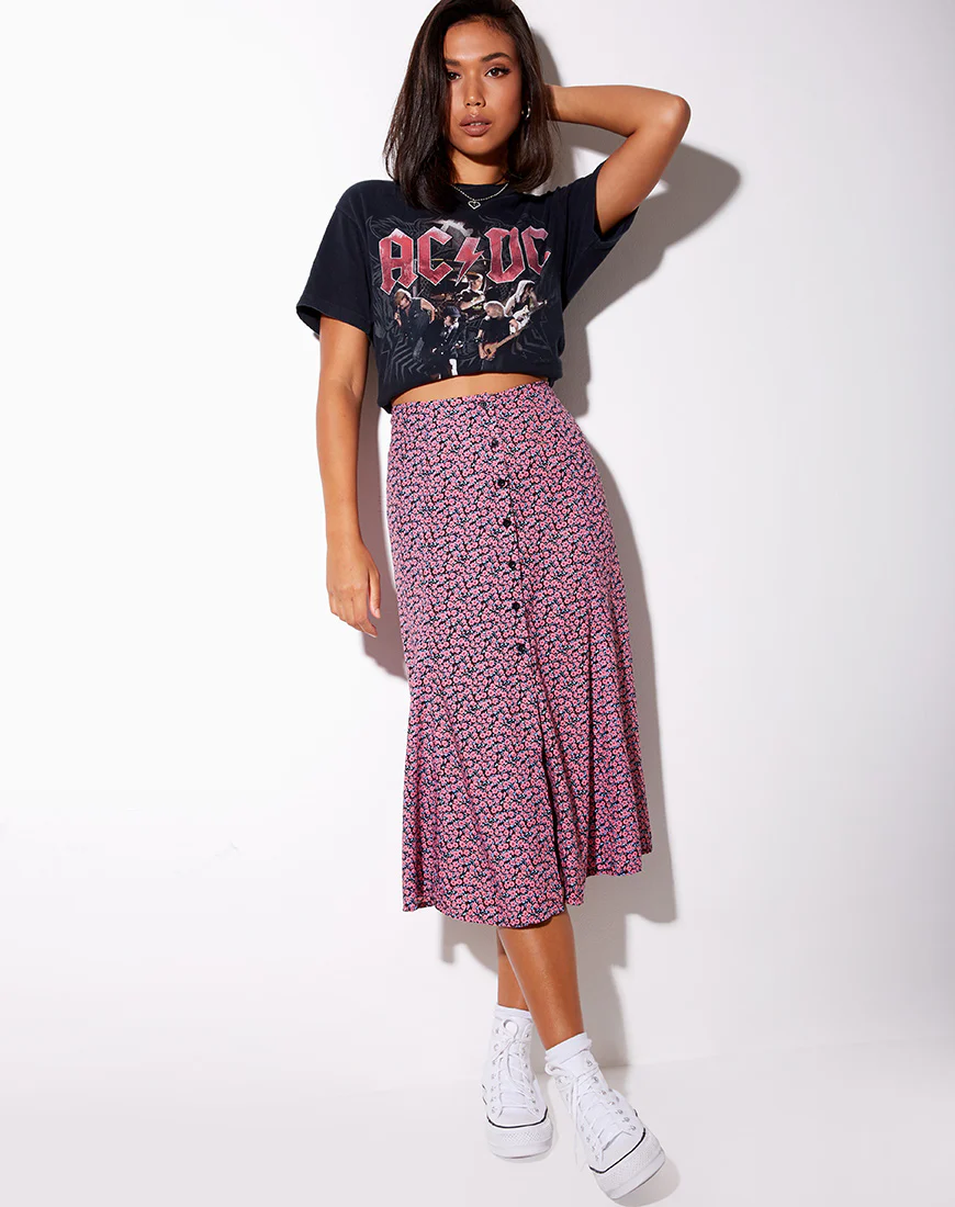 Sanya Midi Skirt in Floral Fun Pink - Image 3