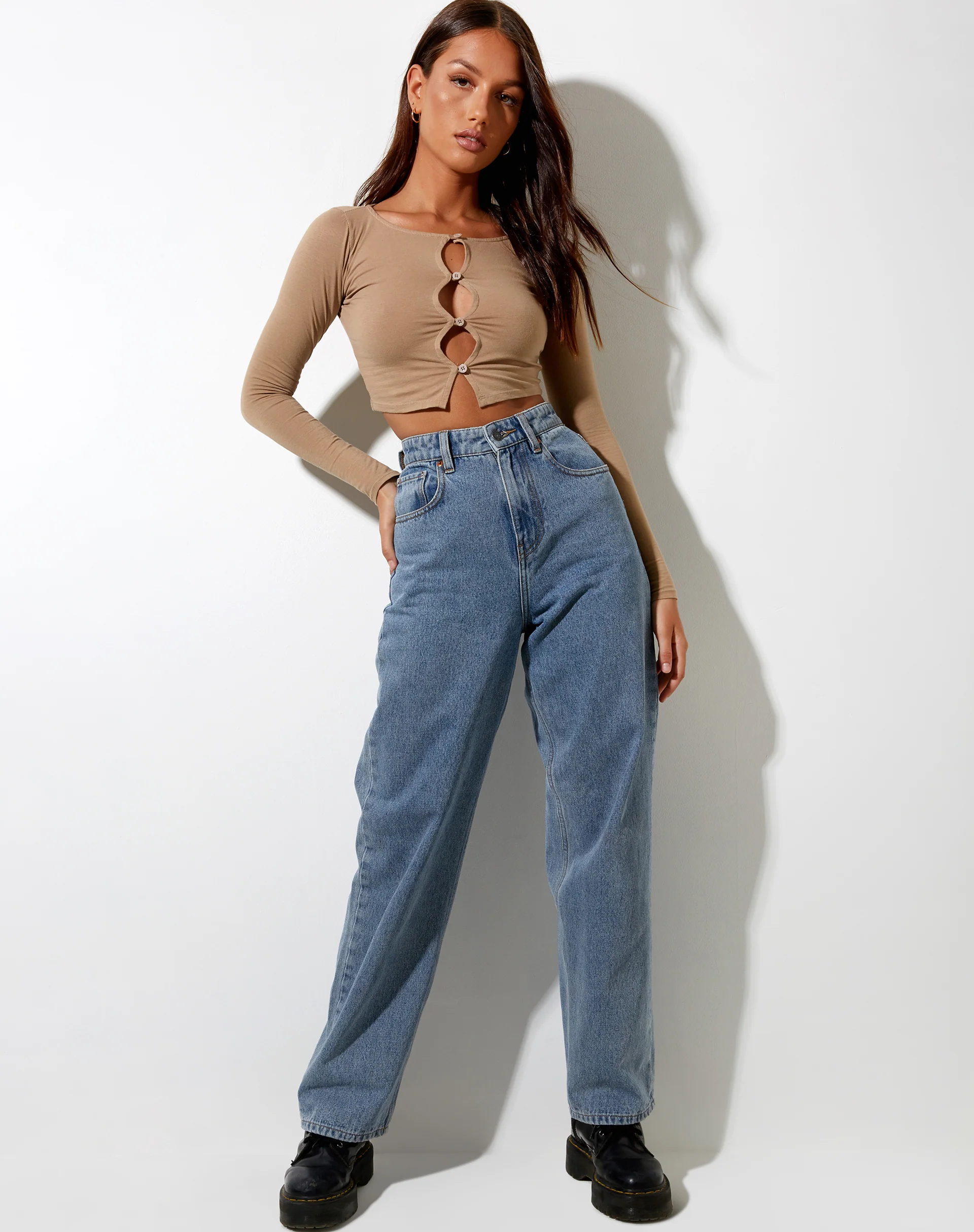 Sarah Long Sleeve Top in Biscuit - Image 3