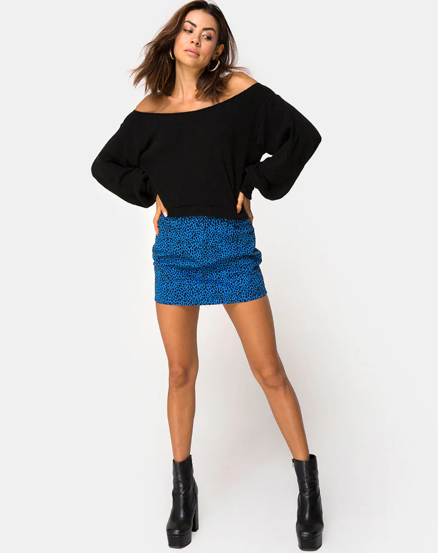 Saray Off The Shoulder Jumper in Black Knit - Image 3