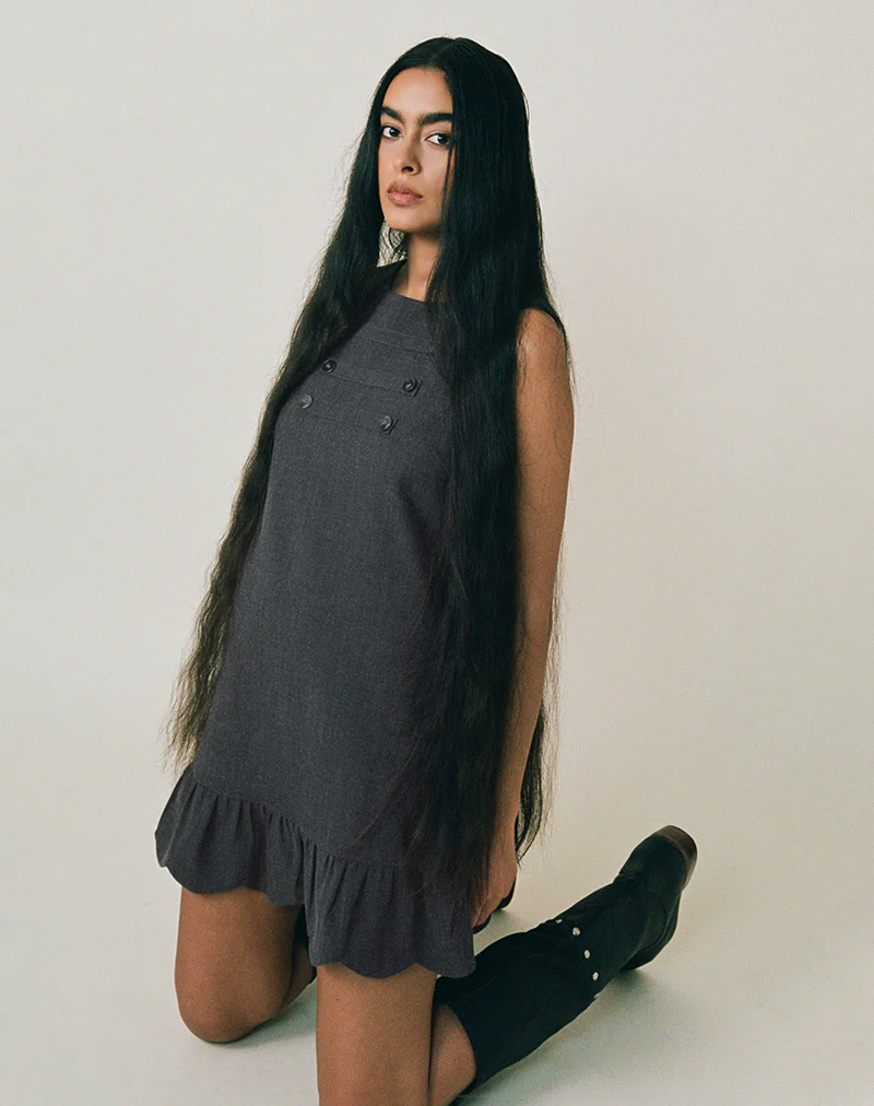 Saraya Mini Dress in Tailoring Grey Blue - Image 6