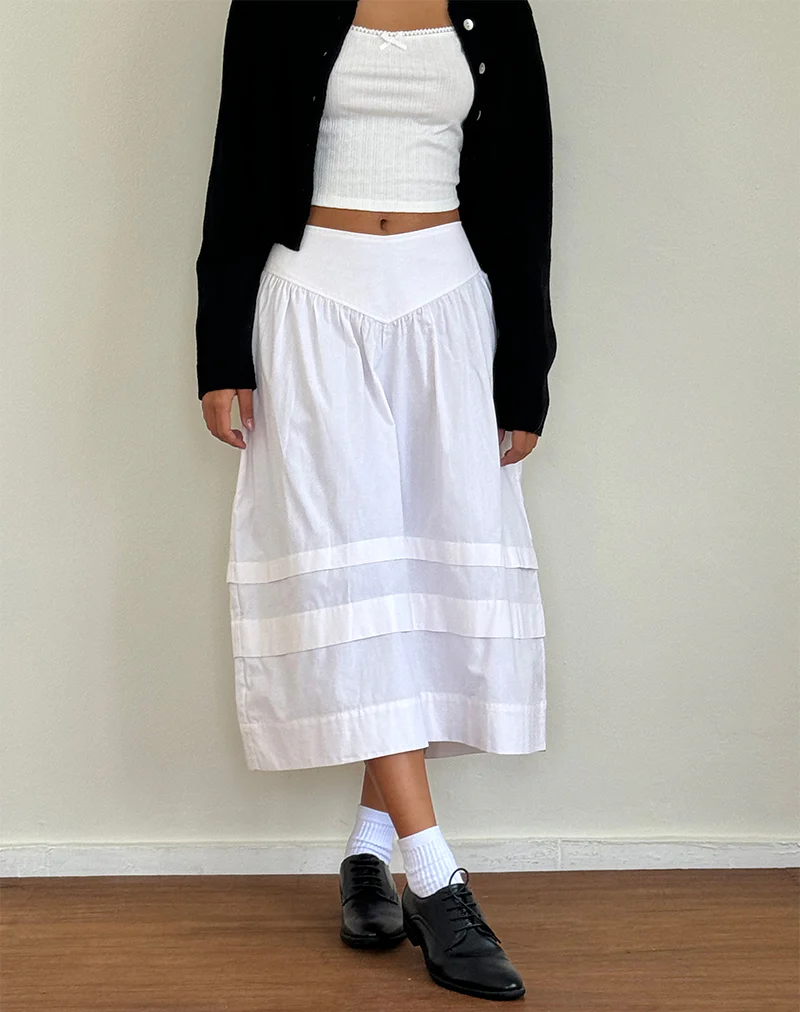 Sarayu Midi Skirt in Poplin White - Image 3