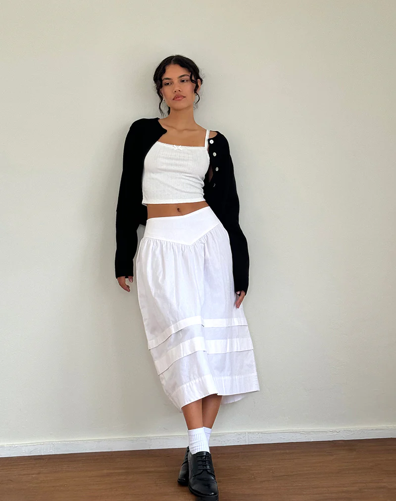 Sarayu Midi Skirt in Poplin White - Image 5