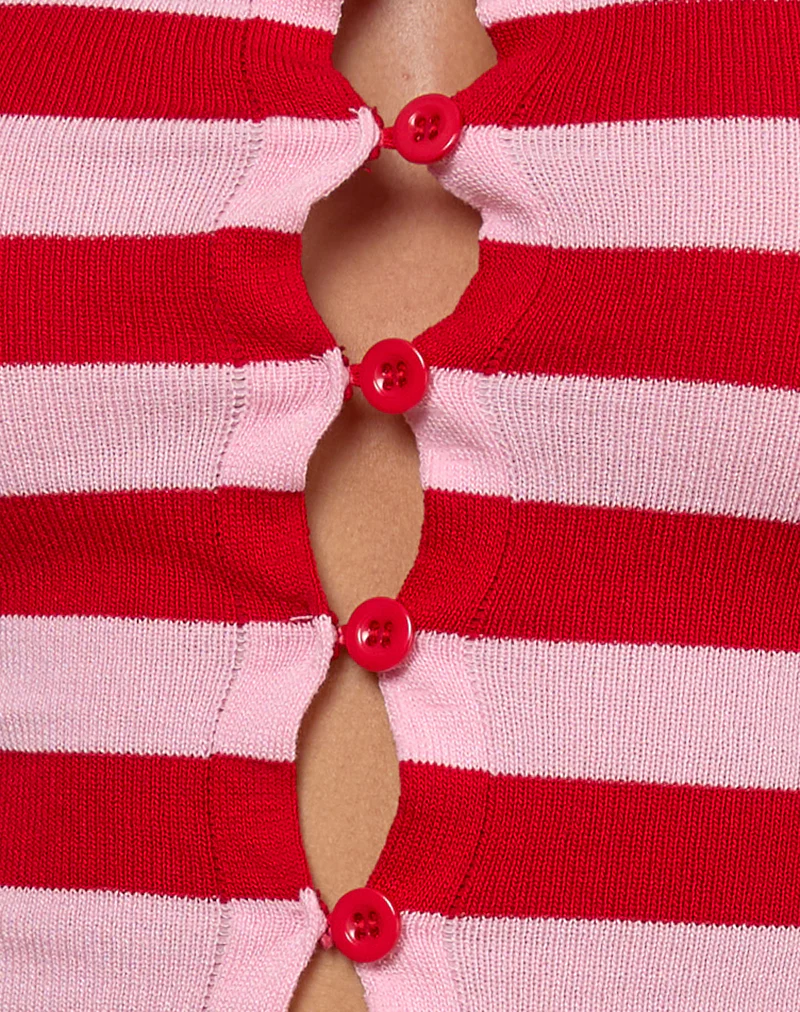 Sarella Bandeau Top in Red and Pink Stripe - Image 6