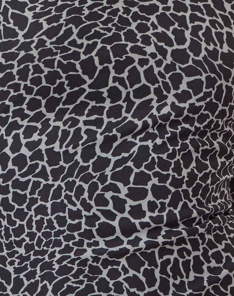 Sartika A Line Mini Dress in Giraffe Black and Cream - Image 6