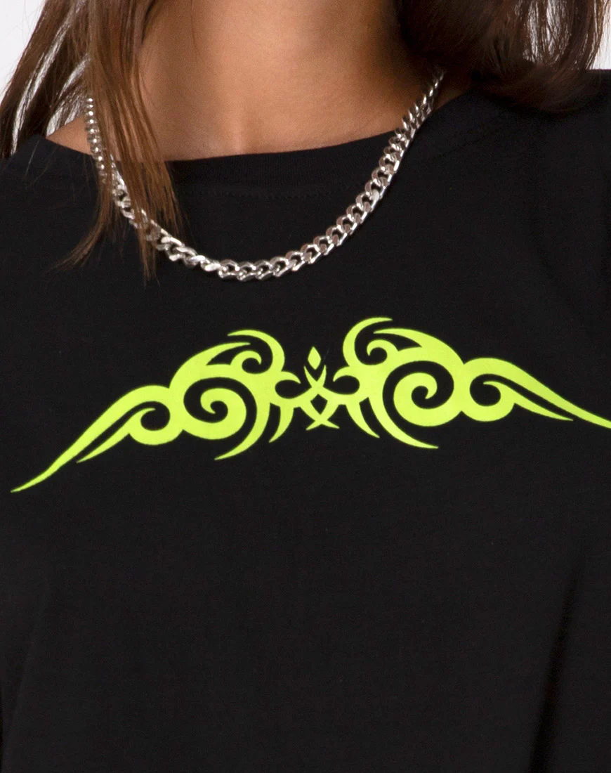 Sashie Jumper Dress in Black with Green Tribal - Image 5