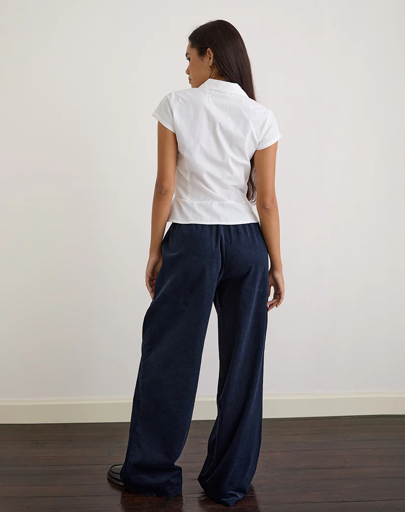 Sasiya Waistband Trouser in Cord Navy - Image 4