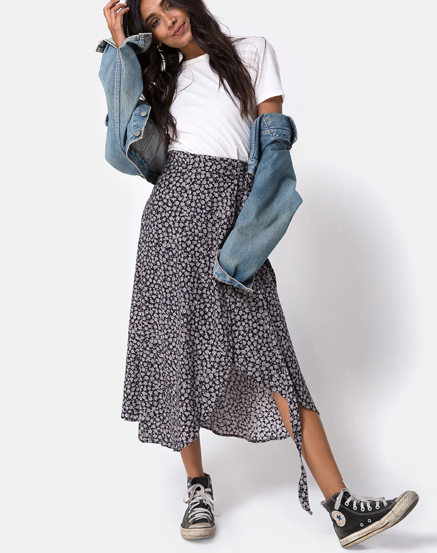 Satha Skirt in Ditsy Rose Black - Image 3