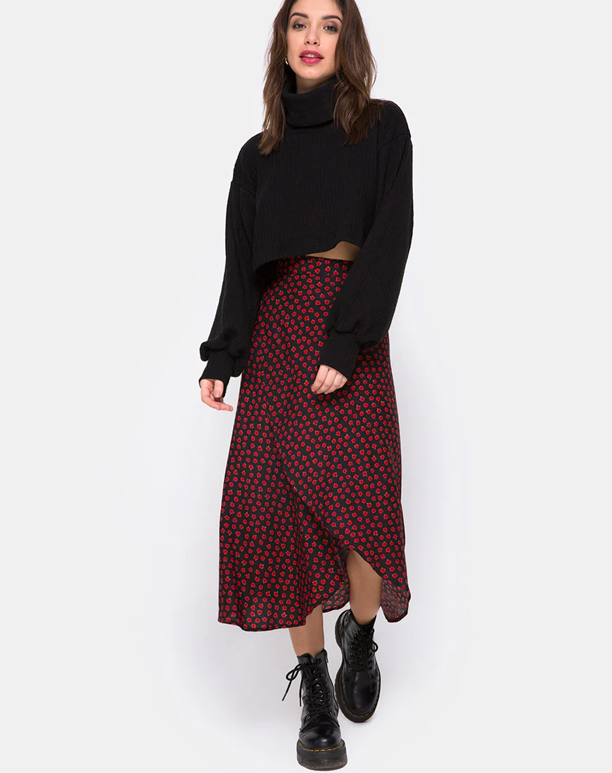 Satha Skirt in Dotty Rose Black - Image 3