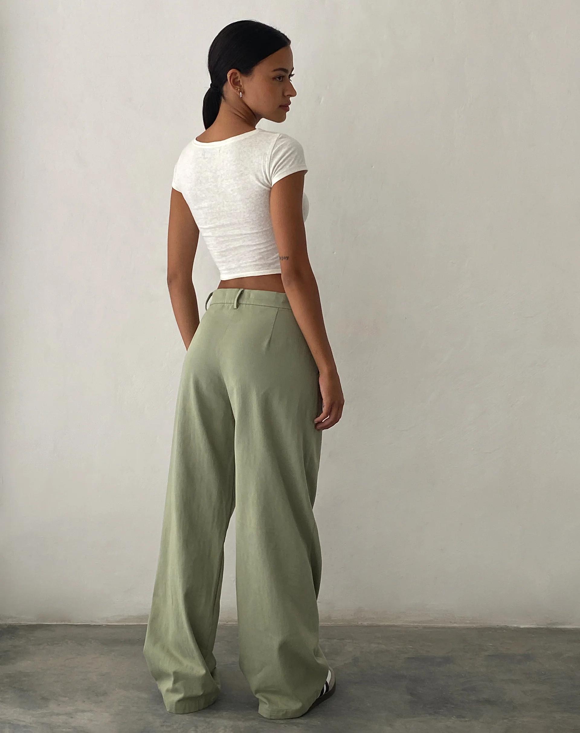 Satria Extra Wide Trouser in Sage - Image 2