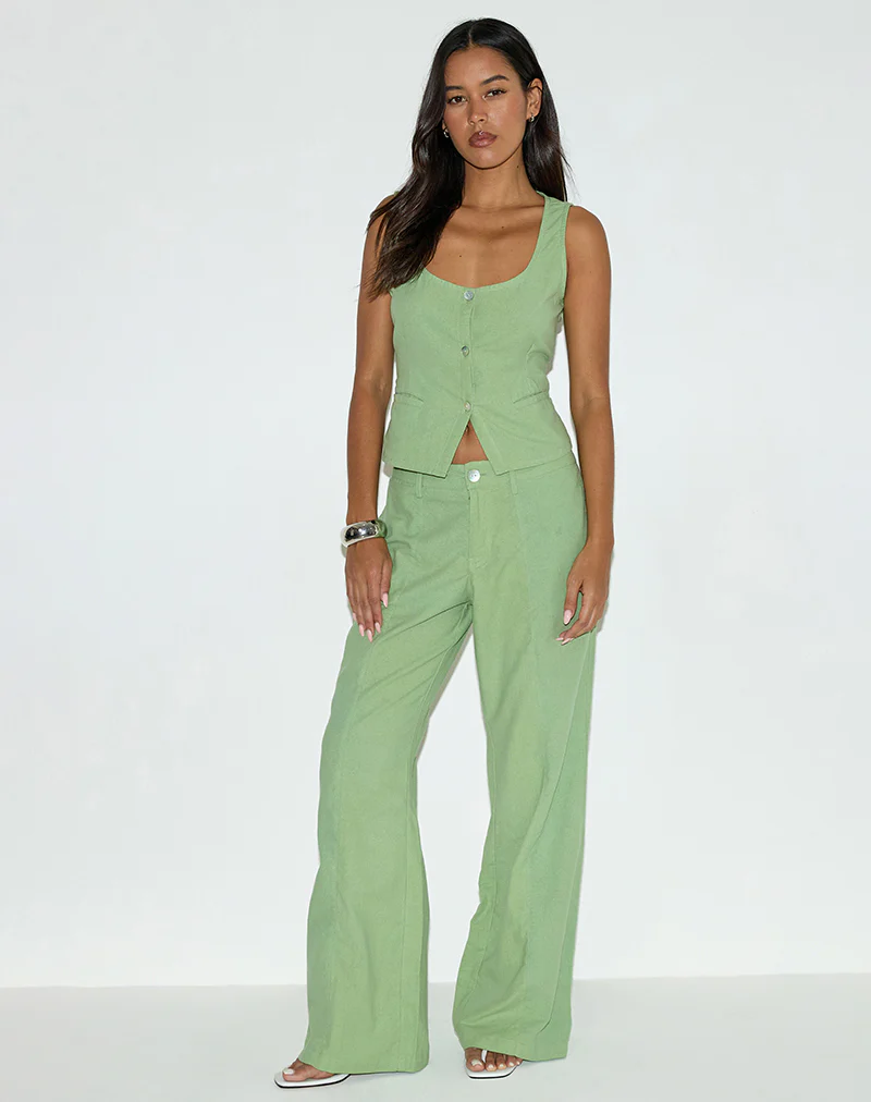 Saucy Trouser in Linen Minty Green - Image 4