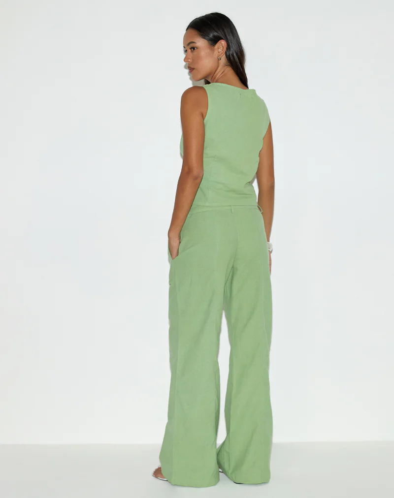 Saucy Trouser in Linen Minty Green - Image 5