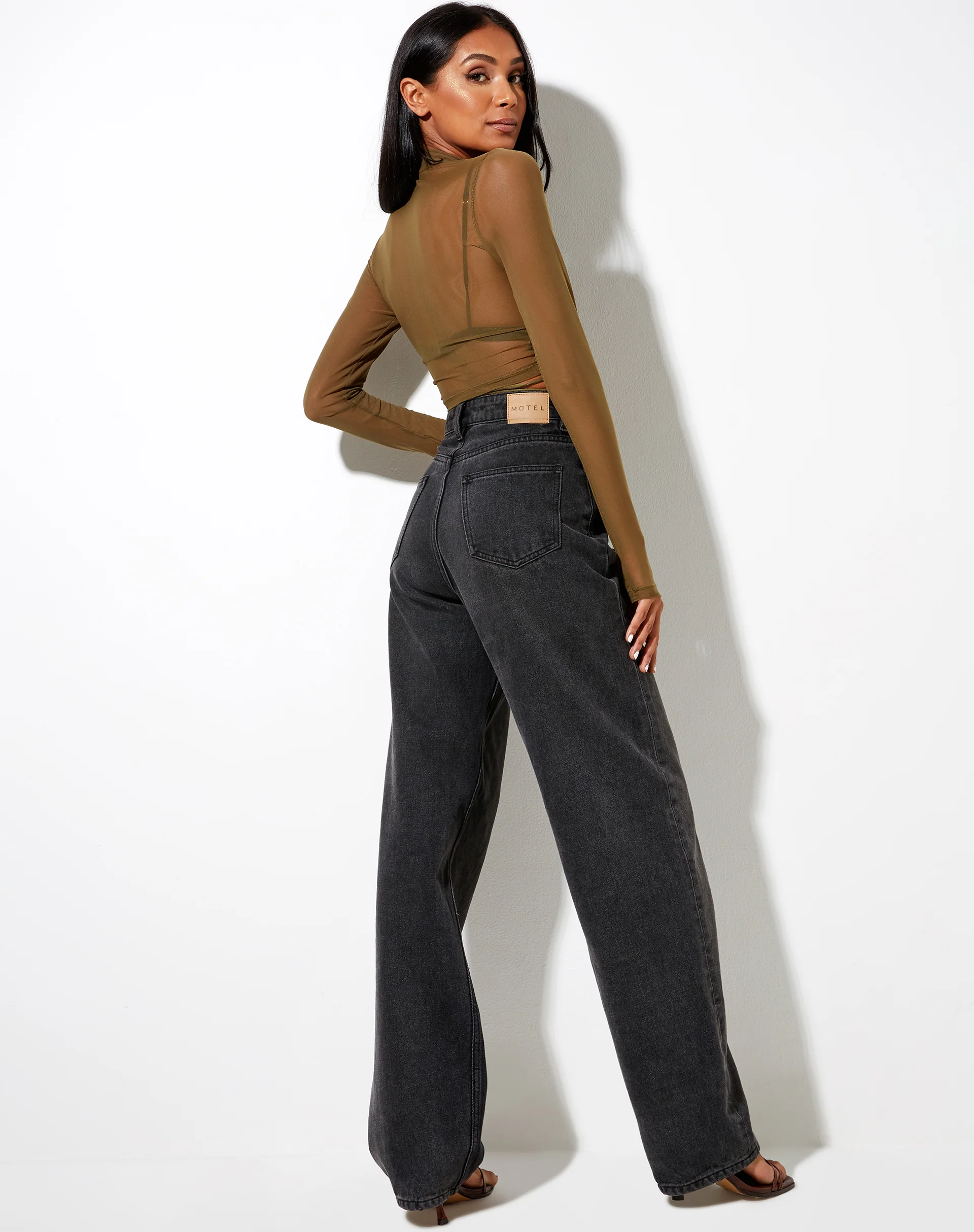 Sauja Crop Top in Mesh Khaki Green - Image 5