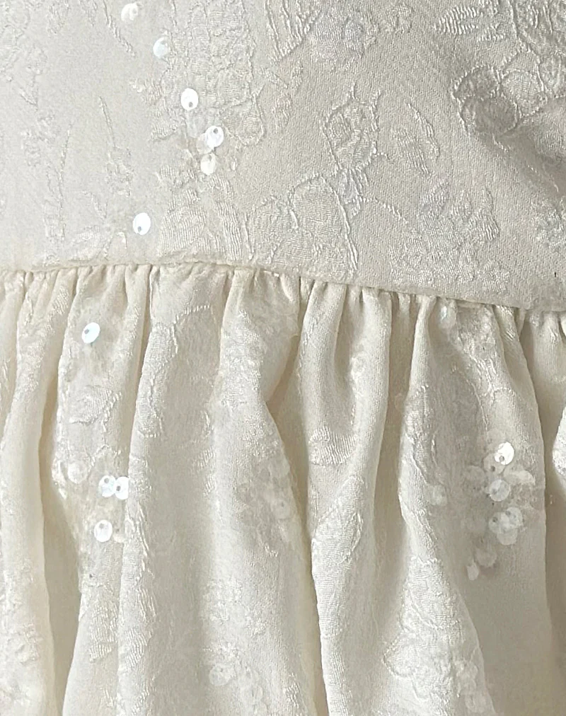Saya Top in Sequin Jacquard Ivory - Image 6