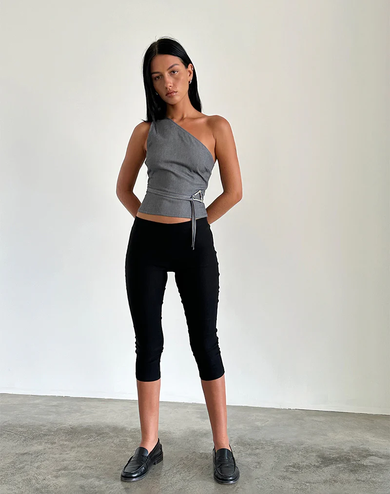 Sayaka One Shoulder Top in Tailoring Charcoal - Image 2
