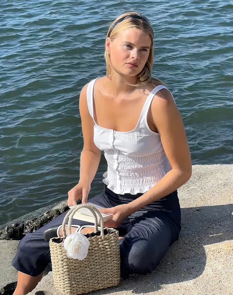 Sayake Ruched Top in White - Image 5