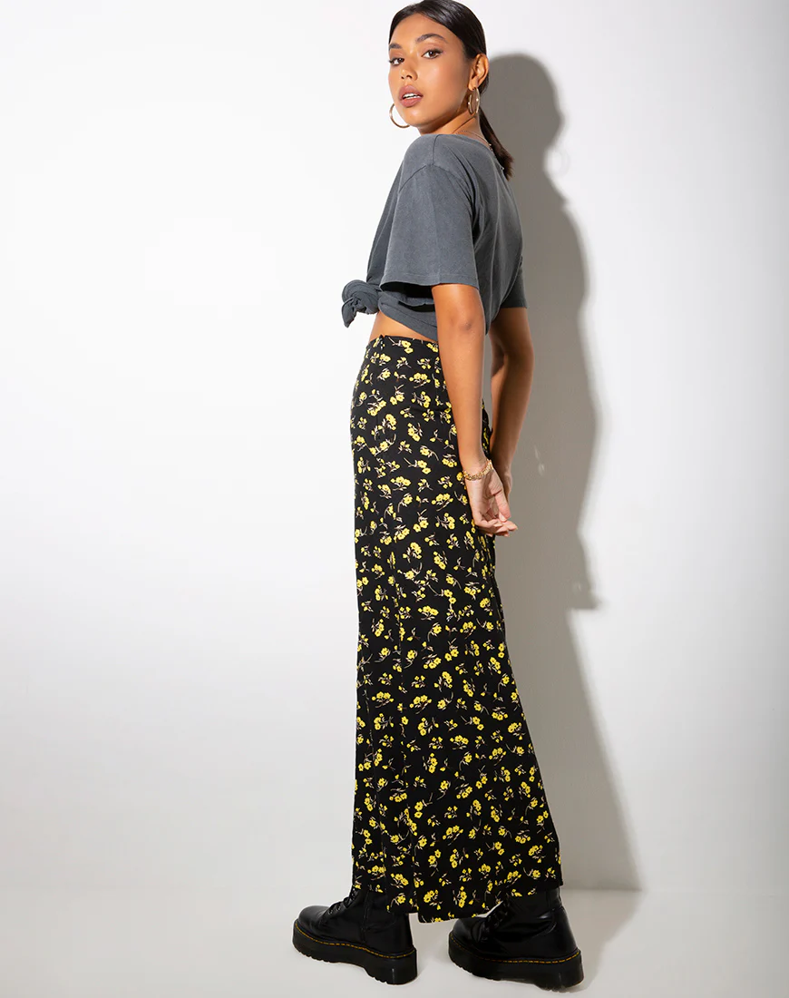 Sayan Maxi Skirt in Buttercup Black and Yellow - Image 2