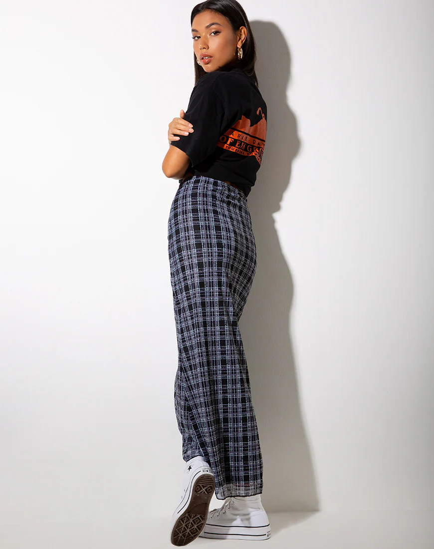 Sayang Maxi Skirt in Inkblot Check Black and White - Image 2