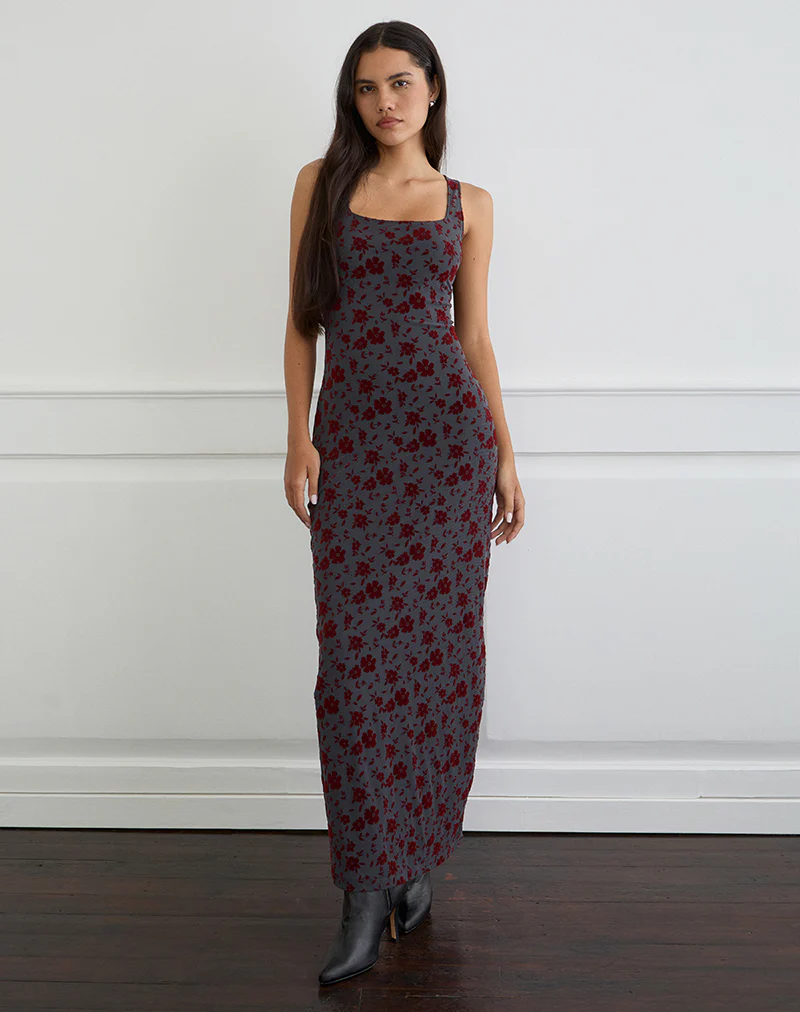 Sayidan Maxi Dress in Garden Floral Blue Grey - Image 2