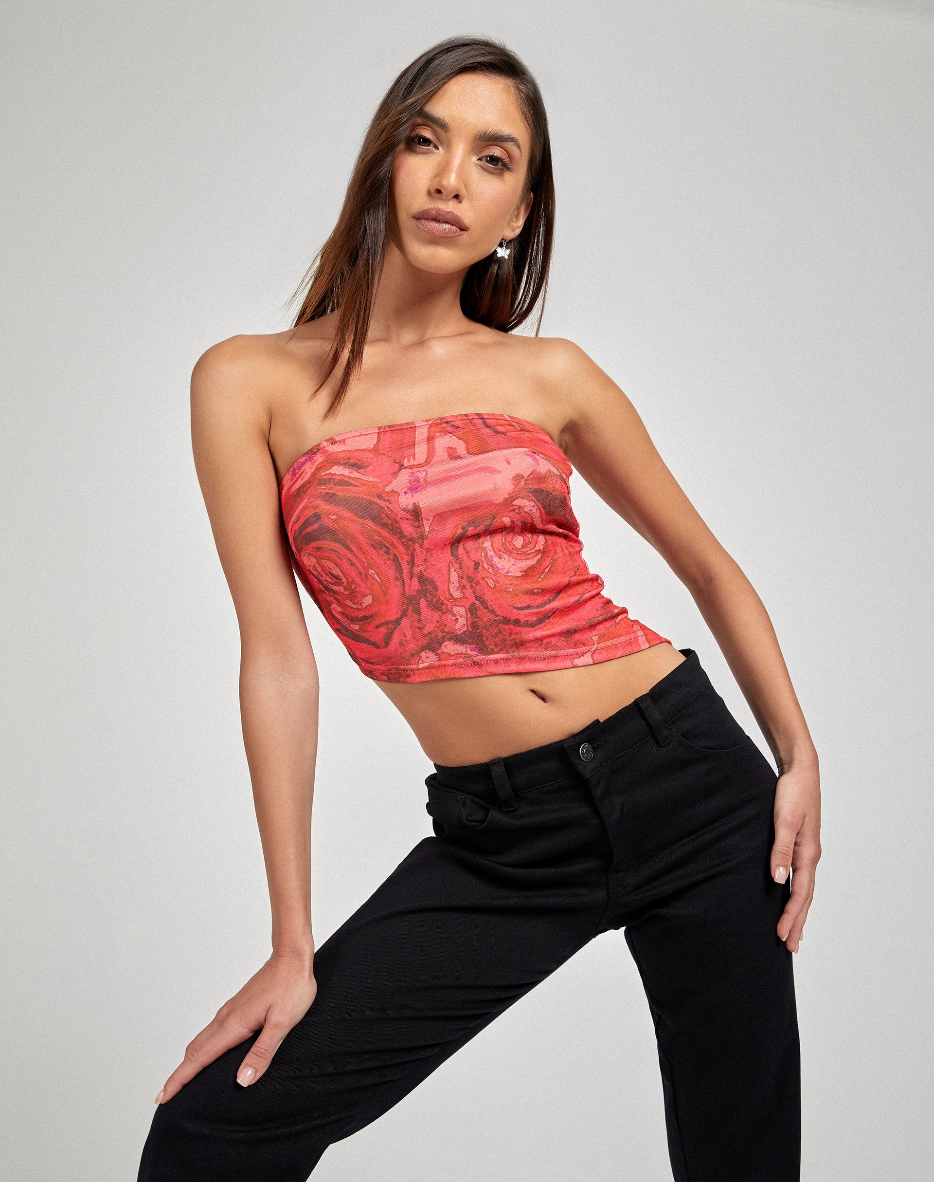 Sayunda Bandeau Top in Rose Petal Red - Image 6