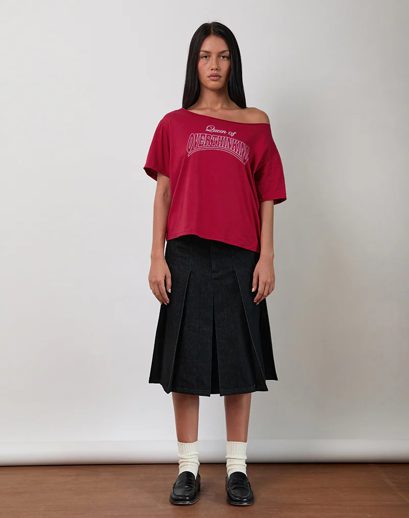 Scottie Slouchy Tee in Adrenaline Red with Overthinking Graphic - Image 4