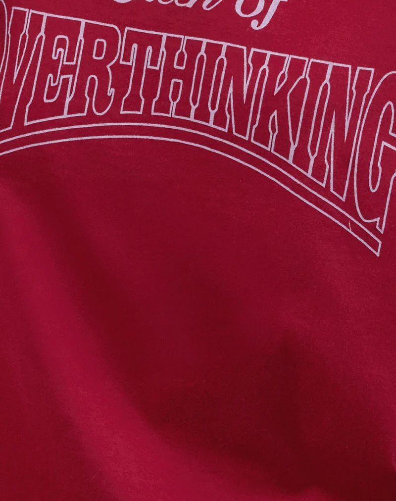 Scottie Slouchy Tee in Adrenaline Red with Overthinking Graphic - Image 6