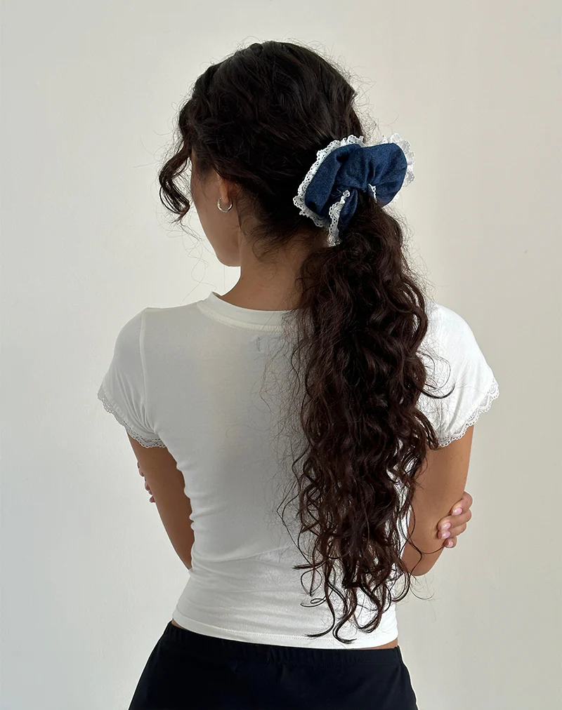 Scrunchie in Denim Chambray with Lace - Image 2
