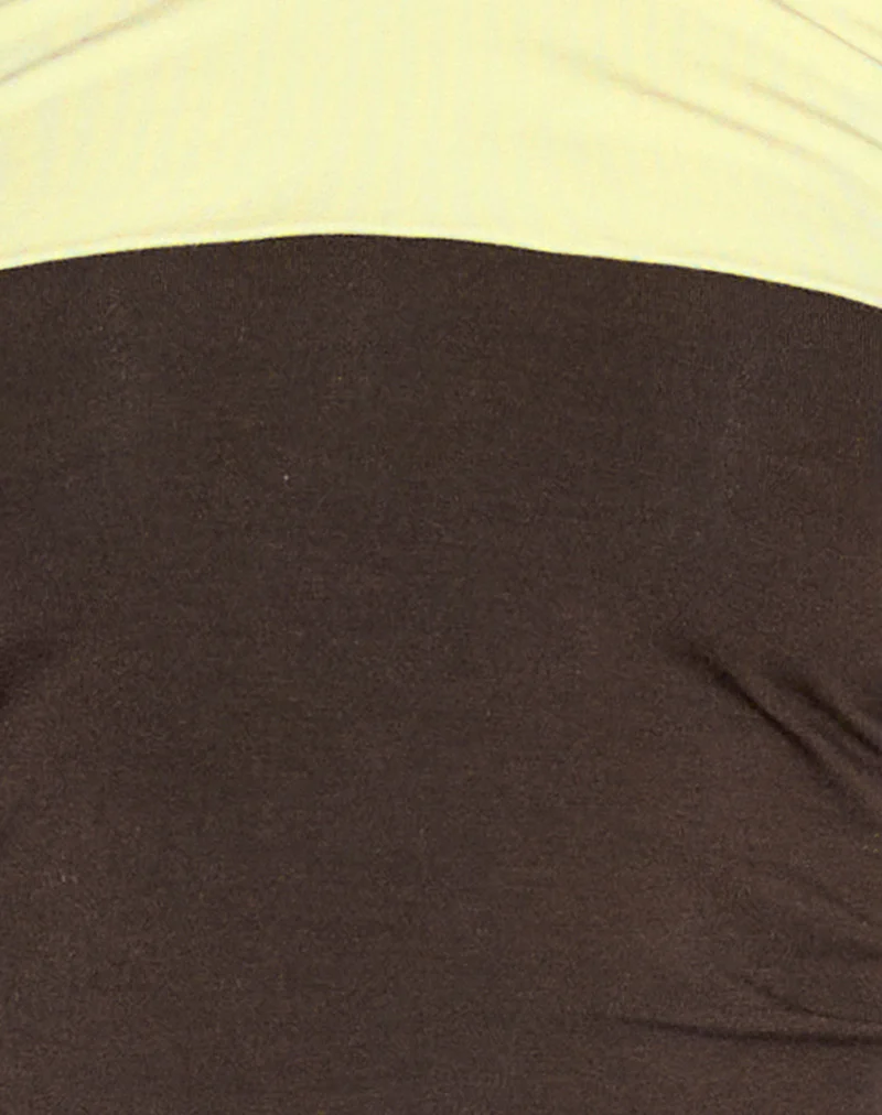 Sea Foldover Short in Chocolate Brown and Lemon - Image 6