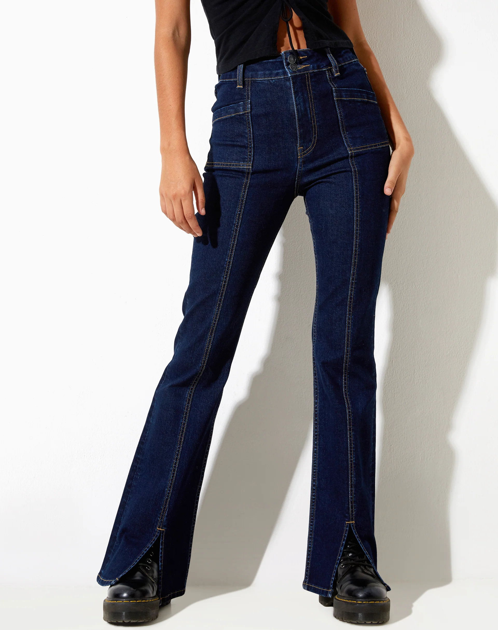 Seam Split Jeans in Indigo Blue - Image 4