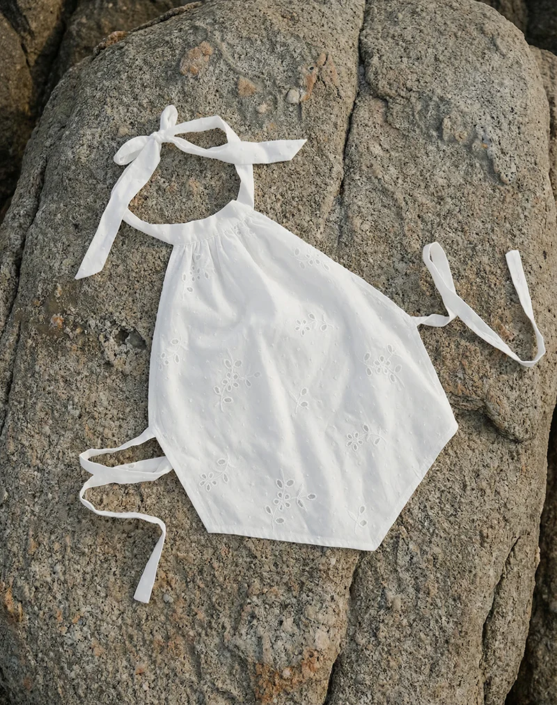 Sedona Halterneck Top in Broderie White - Image 5