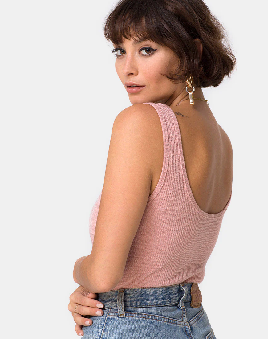 Segina Bodice in Knit Crinkle Rib Pink - Image 2