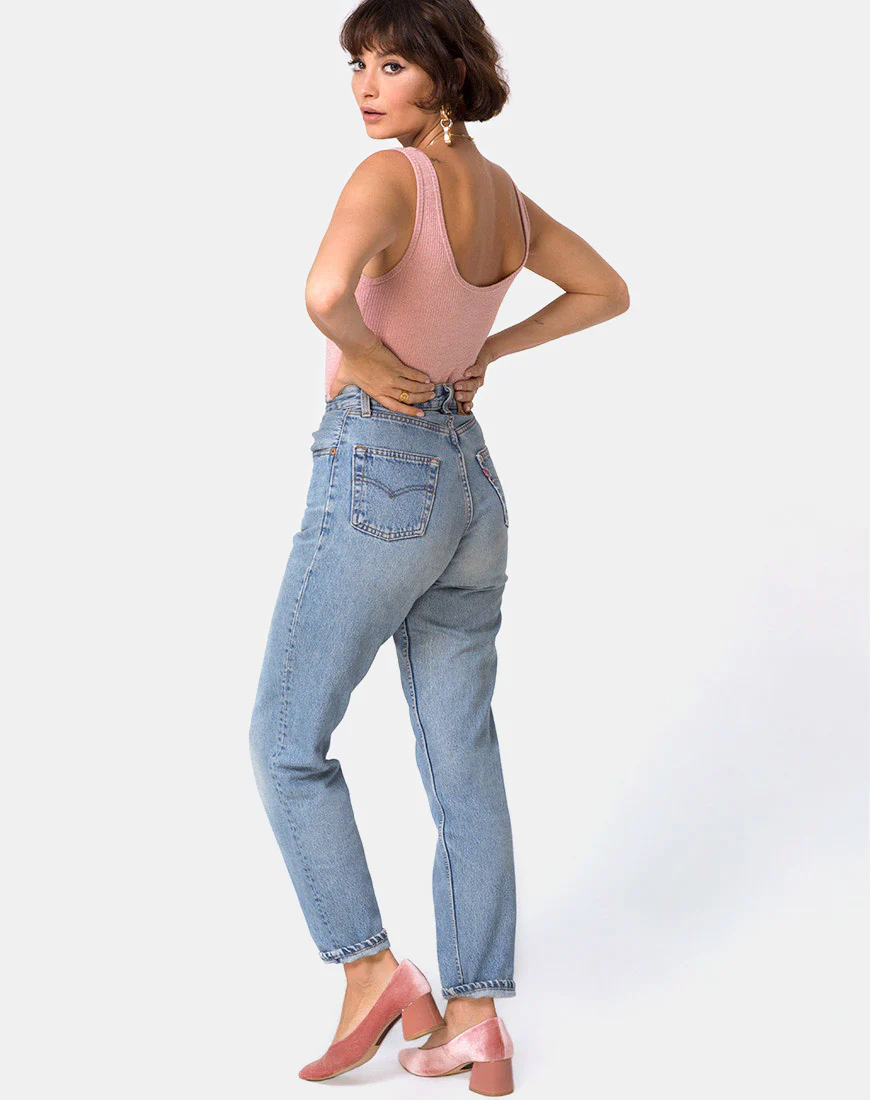 Segina Bodice in Knit Crinkle Rib Pink - Image 4