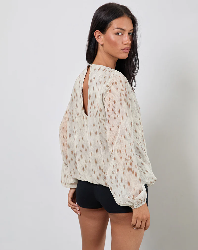 Seita Oversized Blouse in Ivory Bambi Print - Image 4