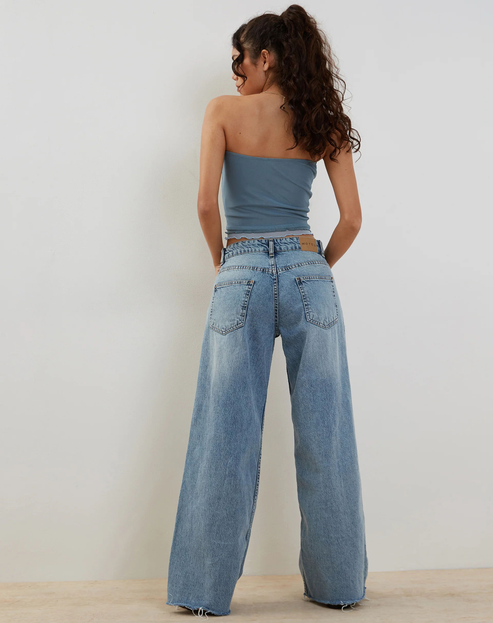 Seka Bandeau Top in Mesh Tonal Blue - Image 4