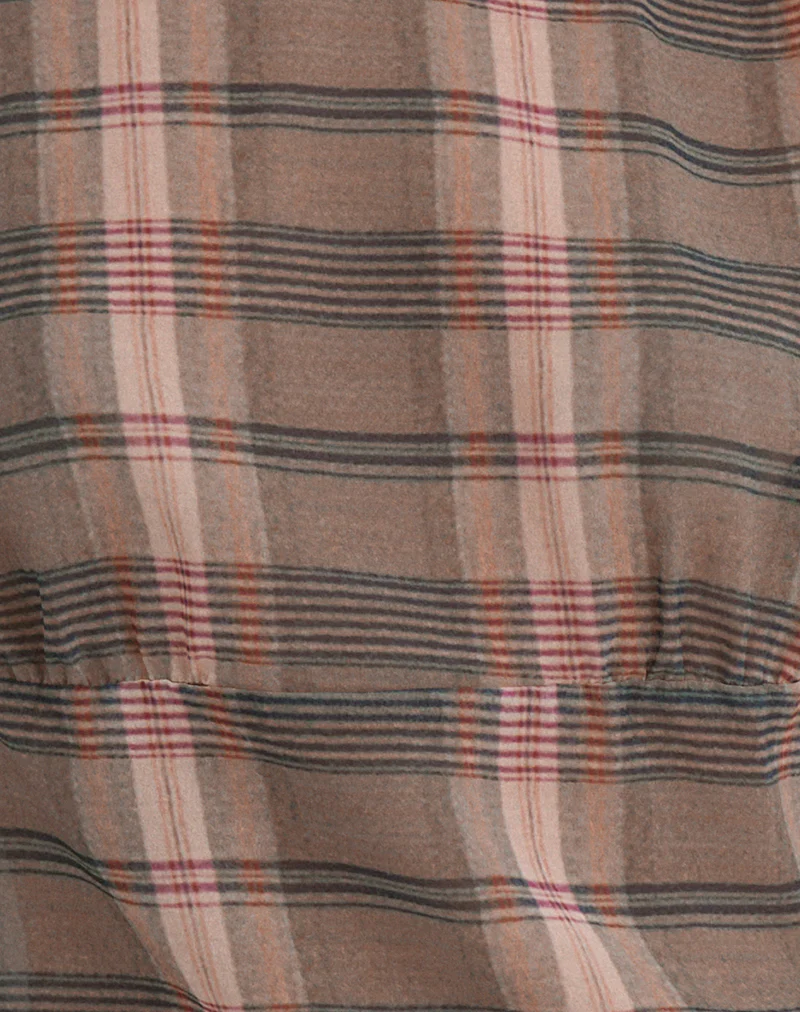 Sekala Top in Brown and Pink Blurry Check - Image 6