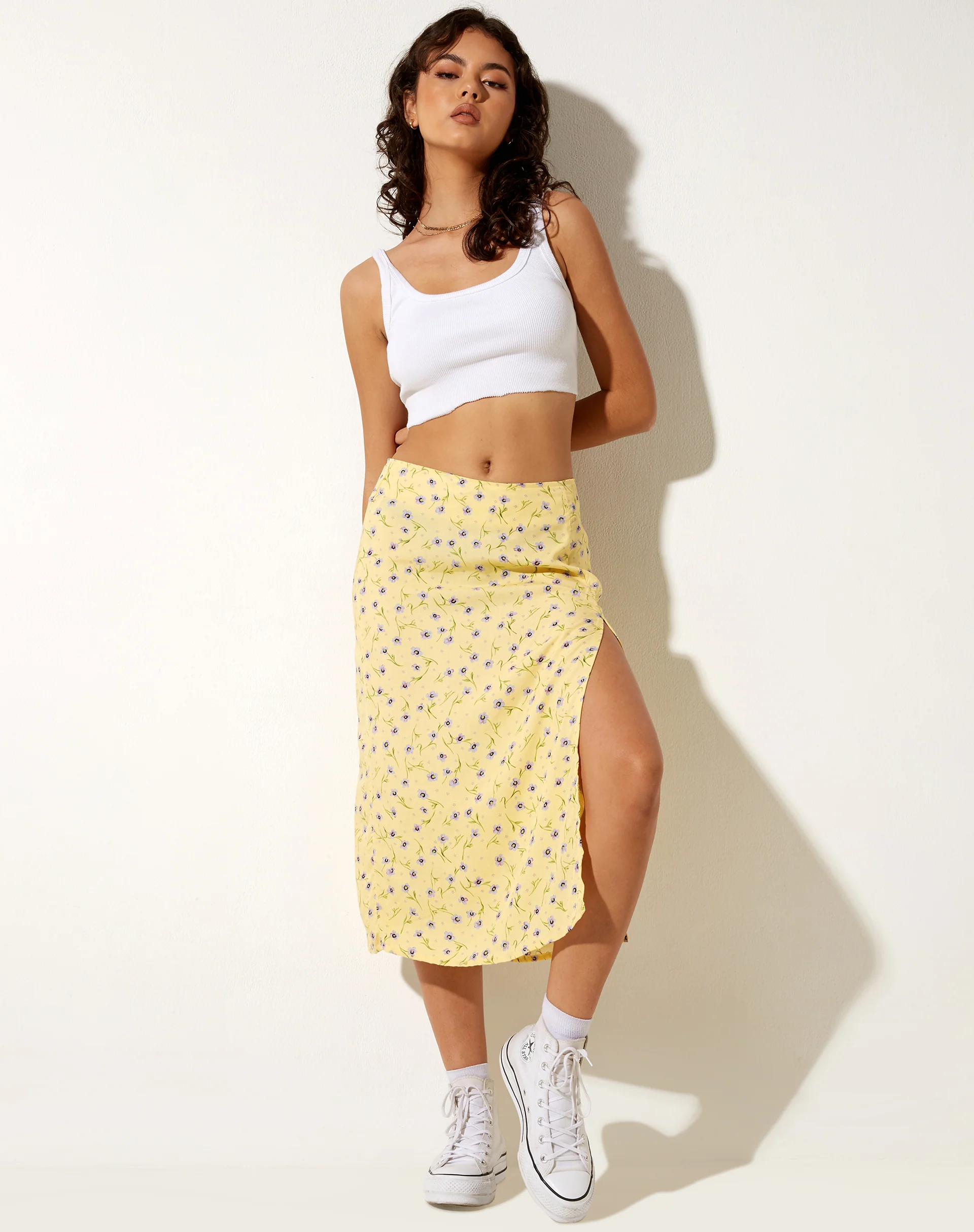 Seko Midi Skirt in Wild Flower Lemon Drop - Image 4
