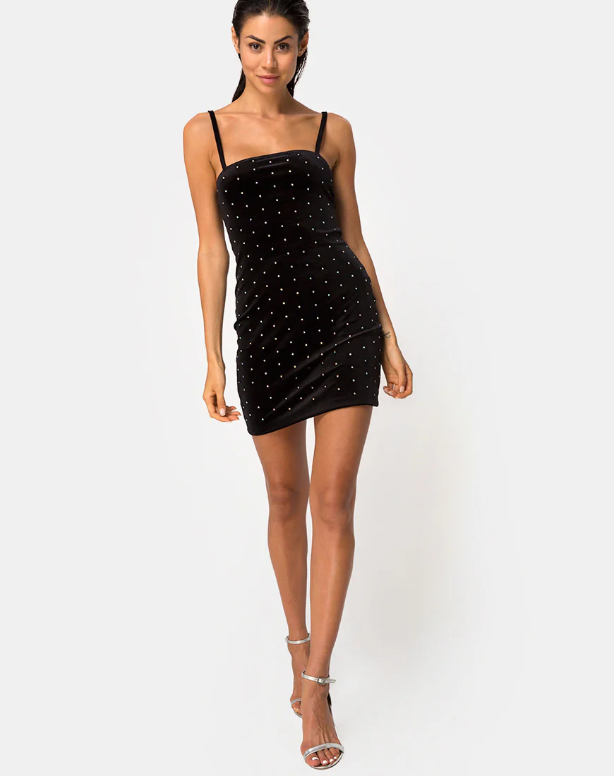 Selah Bodycon Dress in Diamante Black - Image 3