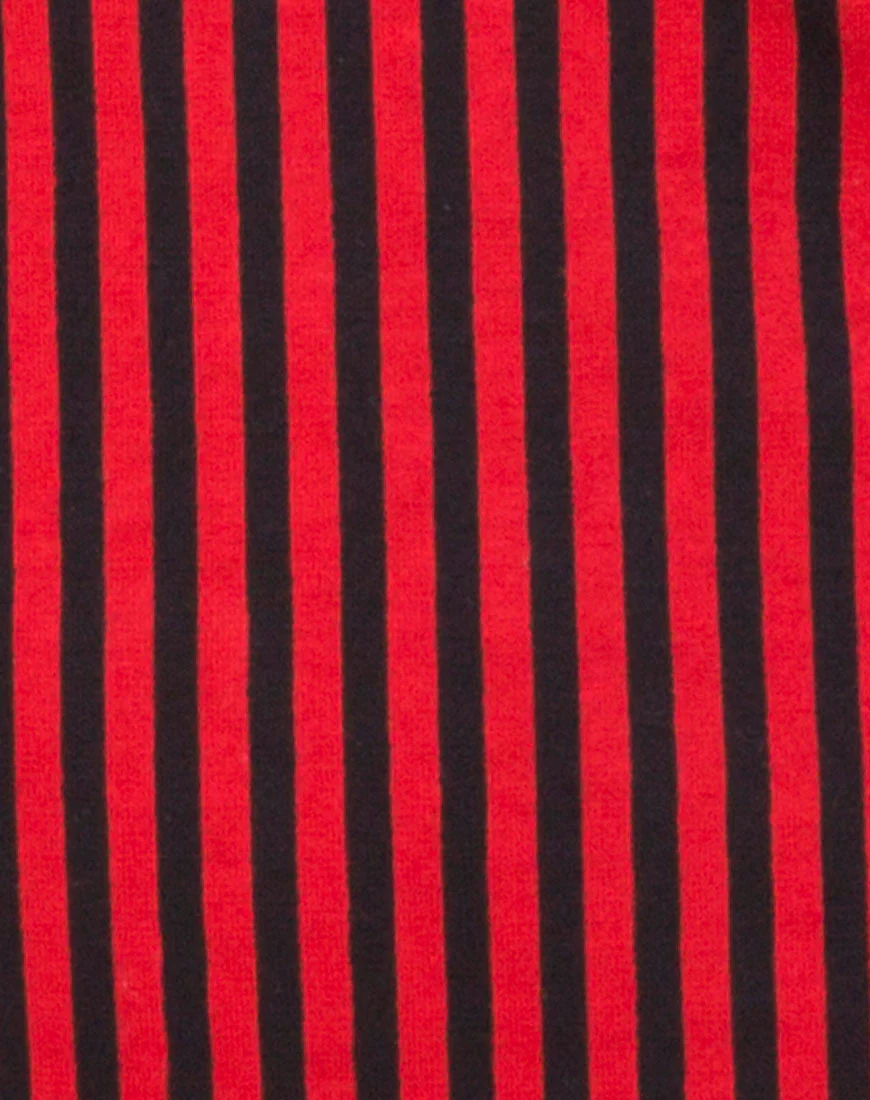 Selah Bodycon Dress in Mini Stripe Red and Black - Image 5