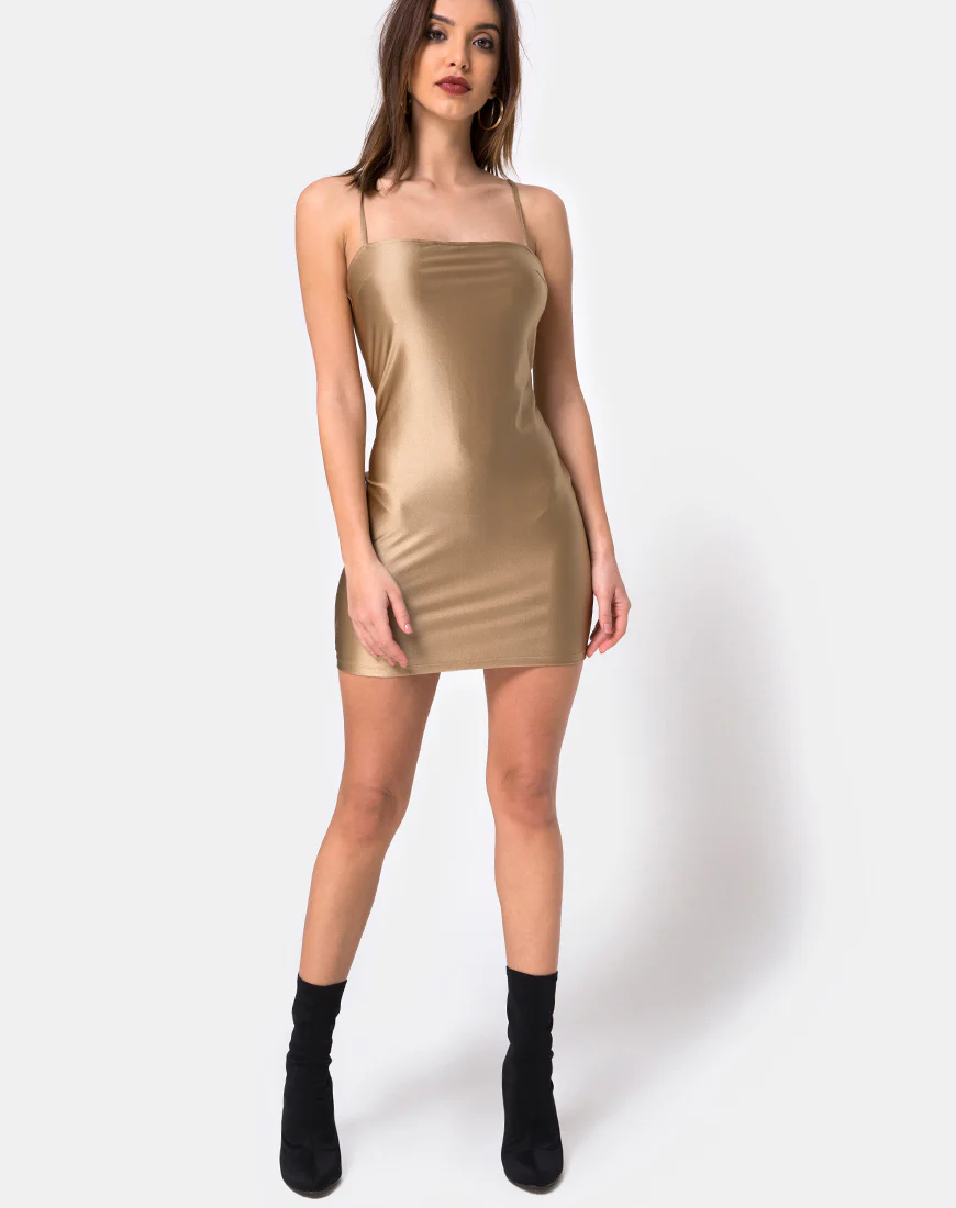 Selah Bodycon Dress in Nylon Gold - Image 3
