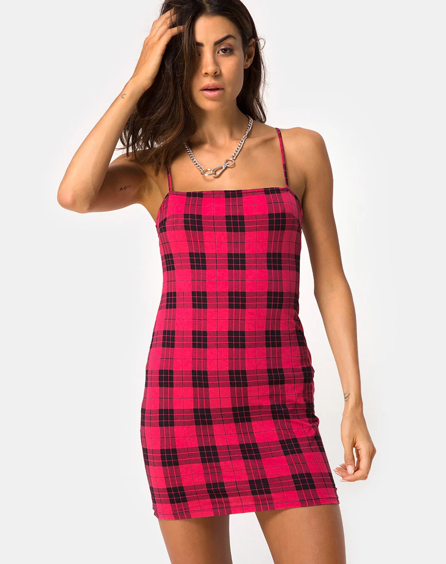 Selah Dress in Winter Plaid Red / Black - Image 4
